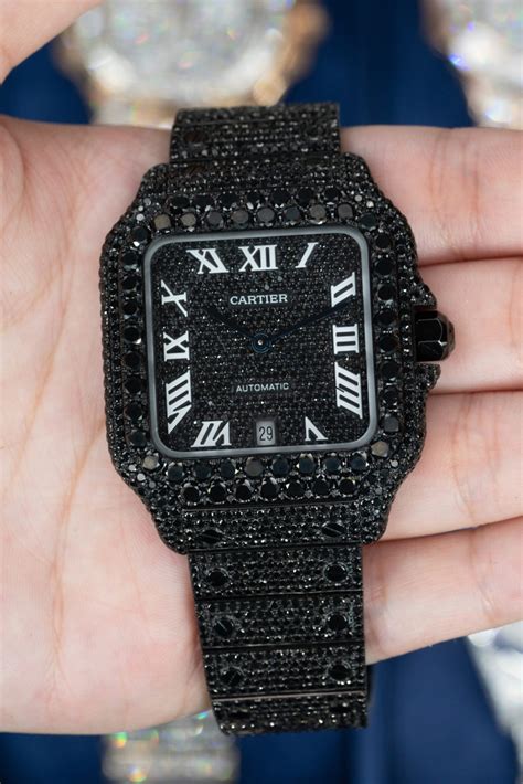 cartier watch black diamonds